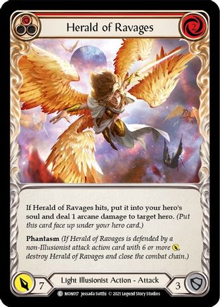 Herald of Ravages (Red) (Rainbow Foil) [U-MON017-RF] Unlimited Rainbow Foil Flesh And Blood Single Flesh And Blood   
