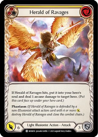 Herald of Ravages (Yellow) (Rainbow Foil) [MON018-RF] 1st Edition Rainbow Foil Flesh And Blood Single Flesh And Blood   