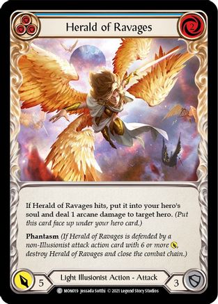 Herald of Ravages (Blue) (Rainbow Foil) [U-MON019-RF] Unlimited Rainbow Foil Flesh And Blood Single Flesh And Blood   