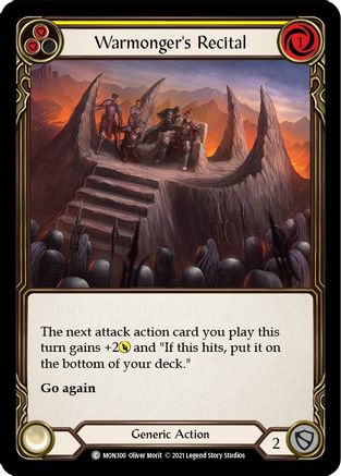 Warmonger's Recital (Yellow) (Rainbow Foil) [U-MON300-RF] Unlimited Rainbow Foil Flesh And Blood Single Flesh And Blood   