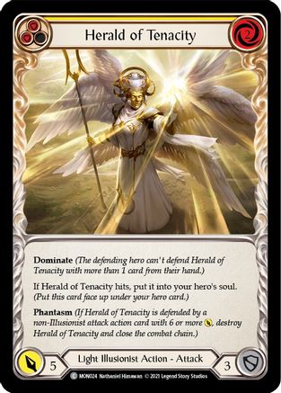 Herald of Tenacity (Yellow) (Rainbow Foil) [MON024-RF] 1st Edition Rainbow Foil Flesh And Blood Single Flesh And Blood   