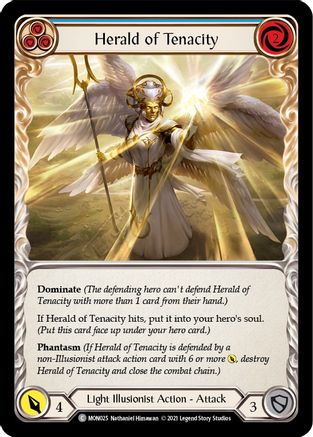 Herald of Tenacity (Blue) (Rainbow Foil) [U-MON025-RF] Unlimited Rainbow Foil Flesh And Blood Single Flesh And Blood   