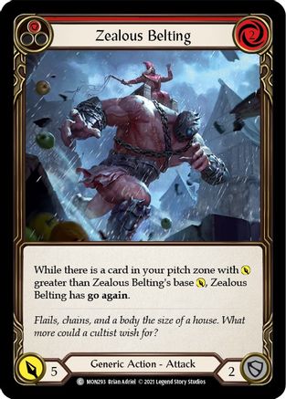 Zealous Belting (Red) (Rainbow Foil) [MON293-RF] 1st Edition Rainbow Foil Flesh And Blood Single Flesh And Blood   