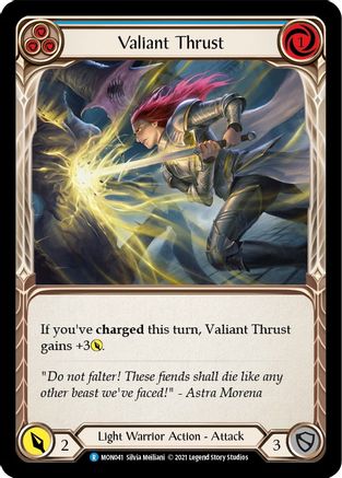 Valiant Thrust (Blue) (Rainbow Foil) [MON041-RF] 1st Edition Rainbow Foil Flesh And Blood Single Flesh And Blood   