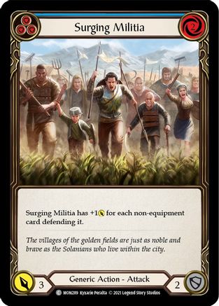 Surging Militia (Blue) (Rainbow Foil) [U-MON289-RF] Unlimited Rainbow Foil Flesh And Blood Single Flesh And Blood   