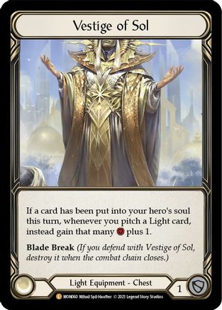 Vestige of Sol (Rainbow Foil) [U-MON060-RF] Unlimited Rainbow Foil Flesh And Blood Single Flesh And Blood   