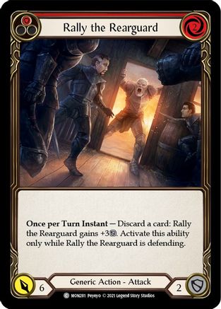 Rally the Rearguard (Red) (Rainbow Foil) [MON281-RF] 1st Edition Rainbow Foil Flesh And Blood Single Flesh And Blood   