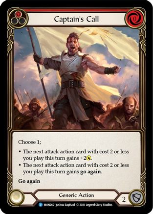 Captain's Call (Red) (Rainbow Foil) [MON260-RF] 1st Edition Rainbow Foil Flesh And Blood Single Flesh And Blood   