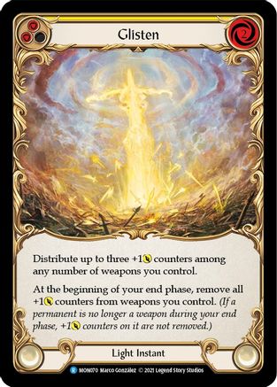 Glisten (Yellow) (Rainbow Foil) [MON070-RF] 1st Edition Rainbow Foil Flesh And Blood Single Flesh And Blood   