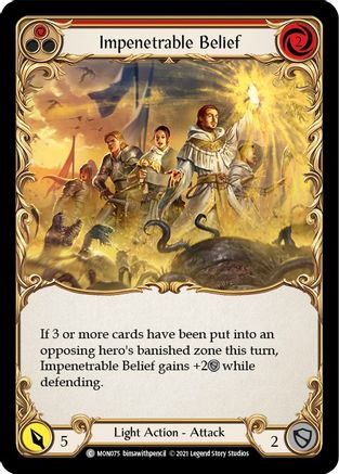Impenetrable Belief (Red) (Rainbow Foil) [MON075-RF] 1st Edition Rainbow Foil Flesh And Blood Single Flesh And Blood   