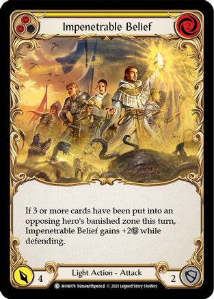 Impenetrable Belief (Yellow) (Rainbow Foil) [MON076-RF] 1st Edition Rainbow Foil Flesh And Blood Single Flesh And Blood   