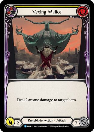 Vexing Malice (Yellow) (Rainbow Foil) [MON233-RF] 1st Edition Rainbow Foil Flesh And Blood Single Flesh And Blood   