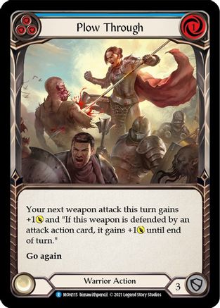 Plow Through (Blue) (Rainbow Foil) [MON115-RF] 1st Edition Rainbow Foil Flesh And Blood Single Flesh And Blood   