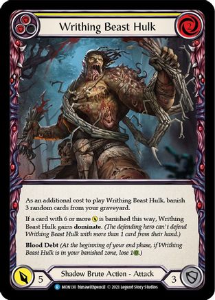 Writhing Beast Hulk (Yellow) (Rainbow Foil) [U-MON130-RF] Unlimited Rainbow Foil Flesh And Blood Single Flesh And Blood   