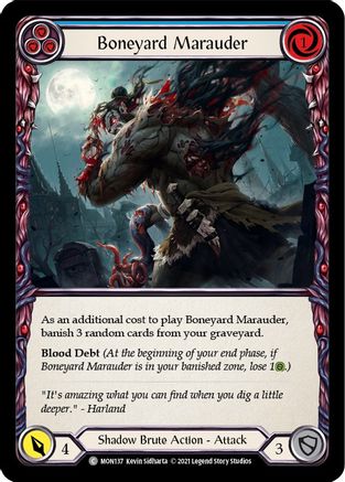 Boneyard Marauder (Blue) (Rainbow Foil) [U-MON137-RF] Unlimited Rainbow Foil Flesh And Blood Single Flesh And Blood   