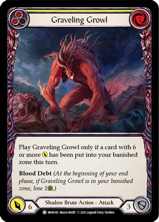 Graveling Growl (Yellow) (Rainbow Foil) [MON145-RF] 1st Edition Rainbow Foil Flesh And Blood Single Flesh And Blood   