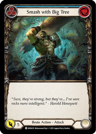 Smash with Big Tree (Blue) (Rainbow Foil) [MON228-RF] 1st Edition Rainbow Foil Flesh And Blood Single Flesh And Blood   