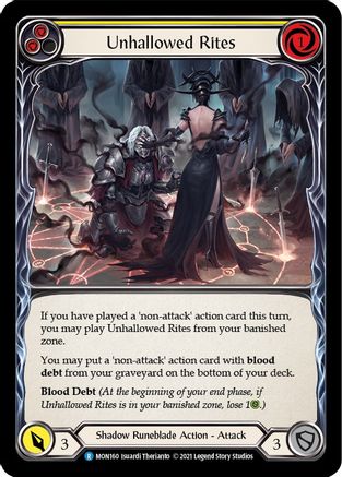 Unhallowed Rites (Yellow) (Rainbow Foil) [MON160-RF] 1st Edition Rainbow Foil Flesh And Blood Single Flesh And Blood   