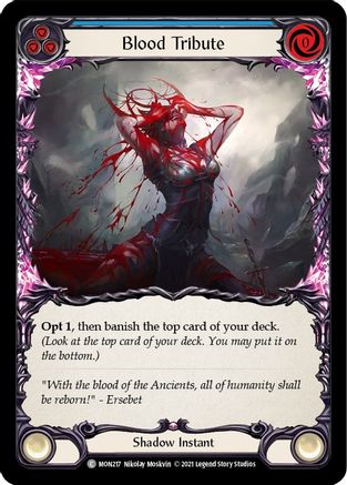 Blood Tribute (Blue) (Rainbow Foil) [MON217-RF] 1st Edition Rainbow Foil Flesh And Blood Single Flesh And Blood   