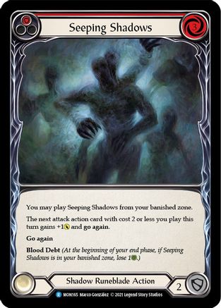 Seeping Shadows (Red) (Rainbow Foil) [U-MON165-RF] Unlimited Rainbow Foil Flesh And Blood Single Flesh And Blood   