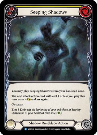 Seeping Shadows (Yellow) (Rainbow Foil) [U-MON166-RF] Unlimited Rainbow Foil Flesh And Blood Single Flesh And Blood   