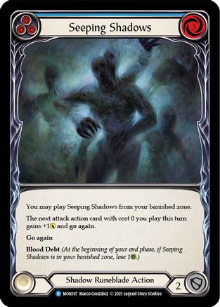 Seeping Shadows (Blue) (Rainbow Foil) [U-MON167-RF] Unlimited Rainbow Foil Flesh And Blood Single Flesh And Blood   