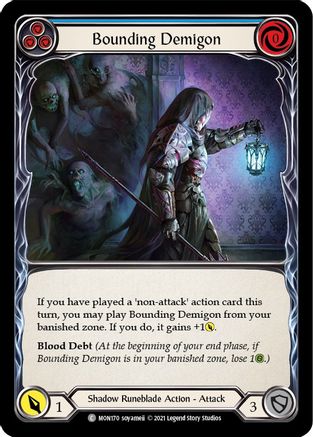 Bounding Demigon (Blue) (Rainbow Foil) [MON170-RF] 1st Edition Rainbow Foil Flesh And Blood Single Flesh And Blood   