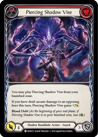 Piercing Shadow Vise (Red) (Rainbow Foil) [MON171-RF] 1st Edition Rainbow Foil Flesh And Blood Single Flesh And Blood   