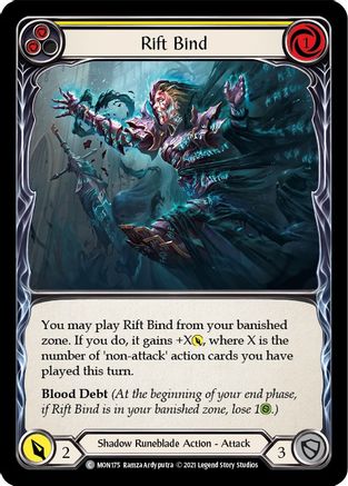 Rift Bind (Yellow) (Rainbow Foil) [U-MON175-RF] Unlimited Rainbow Foil Flesh And Blood Single Flesh And Blood   