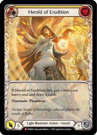 Herald of Erudition (Extended Art Rainbow Foil) [MON004-EA] 1st Edition Rainbow Foil Flesh And Blood Single Flesh And Blood   