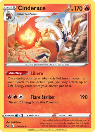 Cinderace - 034/202 (Non-Holo) () [Misc: Deck Exclusives] Pokemon Single Pokémon