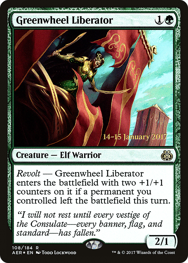 Greenwheel Liberator (PRE-108) [Aether Revolt Promos] Foil MTG Single Wizards of the Coast