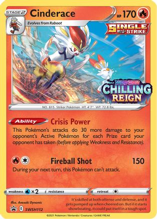 Cinderace - SWSH112 (Prerelease) (SWSH112/307) Holofoil [Promos: SWSH Promo Cards] Pokemon Single Pokémon