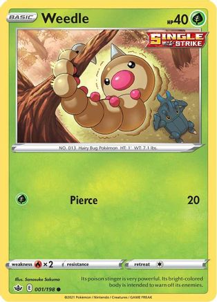 Weedle (1/198) Reverse Holofoil [SWSH: Chilling Reign] Pokemon Single Pokémon