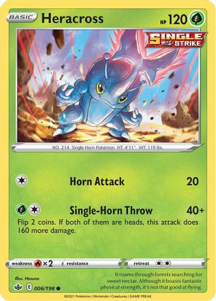 Heracross (6/198) Reverse Holofoil [SWSH: Chilling Reign] Pokemon Single Pokémon