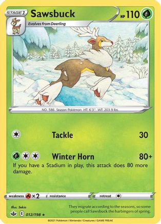 Sawsbuck (12/198) Reverse Holofoil [SWSH: Chilling Reign] Pokemon Single Pokémon