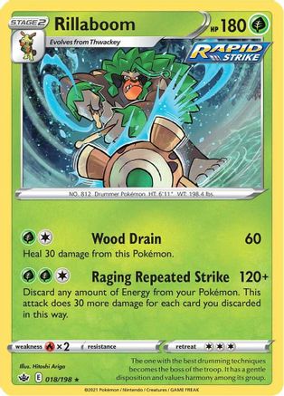 Rillaboom (18/198) Holofoil [SWSH: Chilling Reign] Pokemon Single Pokémon