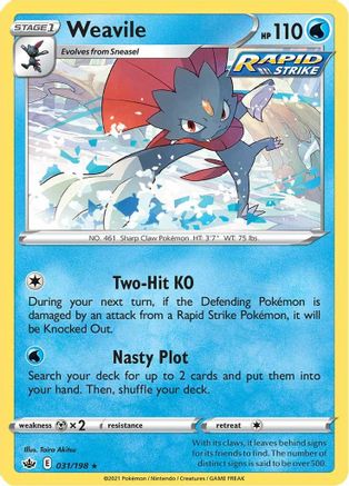 Weavile (31/198) Reverse Holofoil [SWSH: Chilling Reign] Pokemon Single Pokémon
