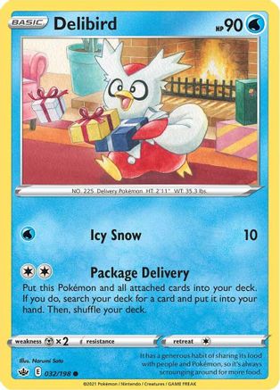 Delibird (32/198) Reverse Holofoil [SWSH: Chilling Reign] Pokemon Single Pokémon