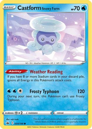 Castform Snowy Form (34/198) [SWSH: Chilling Reign] Pokemon Single Pokémon