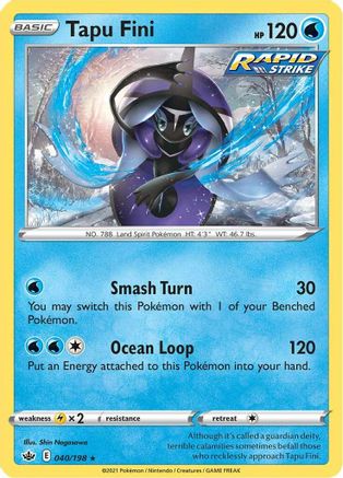 Tapu Fini (40/198) Reverse Holofoil [SWSH: Chilling Reign] Pokemon Single Pokémon