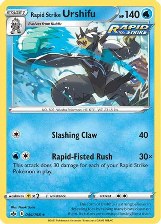 Rapid Strike Urshifu (44/198) Reverse Holofoil [SWSH: Chilling Reign] Pokemon Single Pokémon