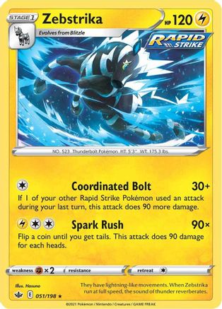 Zebstrika (51/198) [SWSH: Chilling Reign] Pokemon Single Pokémon