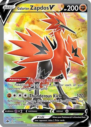 Galarian Zapdos V (Full Art) (173/198) Holofoil [SWSH: Chilling Reign] Pokemon Single Pokémon