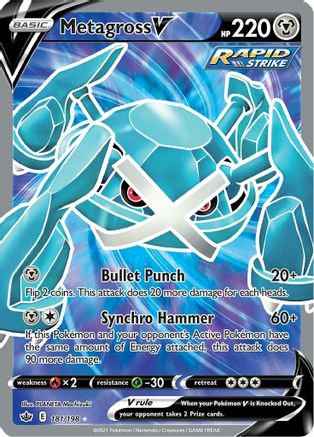 Metagross V (Full Art) (181/198) Holofoil [SWSH: Chilling Reign] Pokemon Single Pokémon