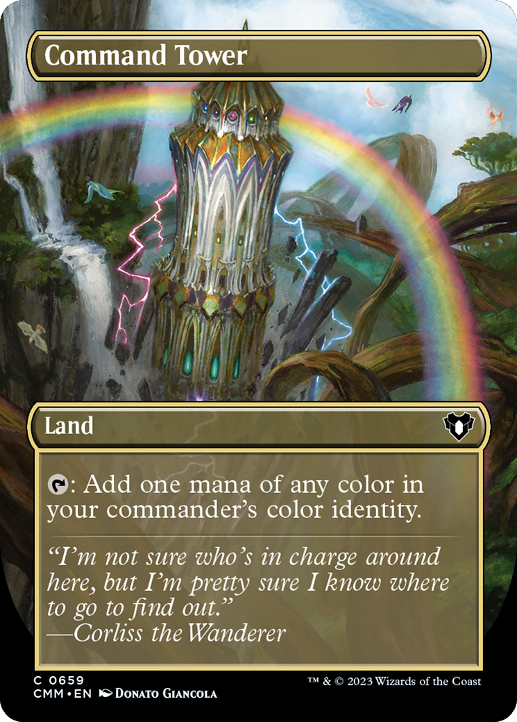 Command Tower (CMM-659) [Commander Masters] (Borderless) Foil MTG Single Wizards of the Coast