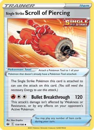 Single Strike Scroll of Piercing (154/198) Reverse Holofoil [SWSH: Chilling Reign] Pokemon Single Pokémon