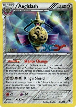 Aegislash - 86/146 (Prerelease) [Staff] () Holofoil [Promos: XY Promos] Pokemon Single Pokémon