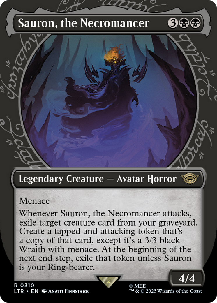 Sauron, the Necromancer (LTR-310) [The Lord of the Rings: Tales of Middle-earth] (Showcase) (Borderless) Foil MTG Single Wizards of the Coast