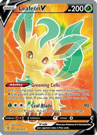 Leafeon V (Full Art) (166/203) - [SWSH: Evolving Skies] Holofoil Pokemon Single Pokémon